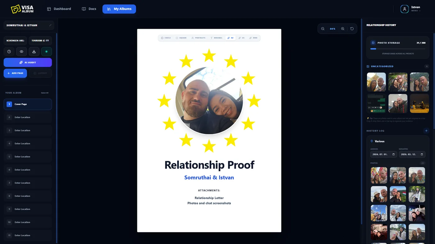 VisaAlbum dossier editor